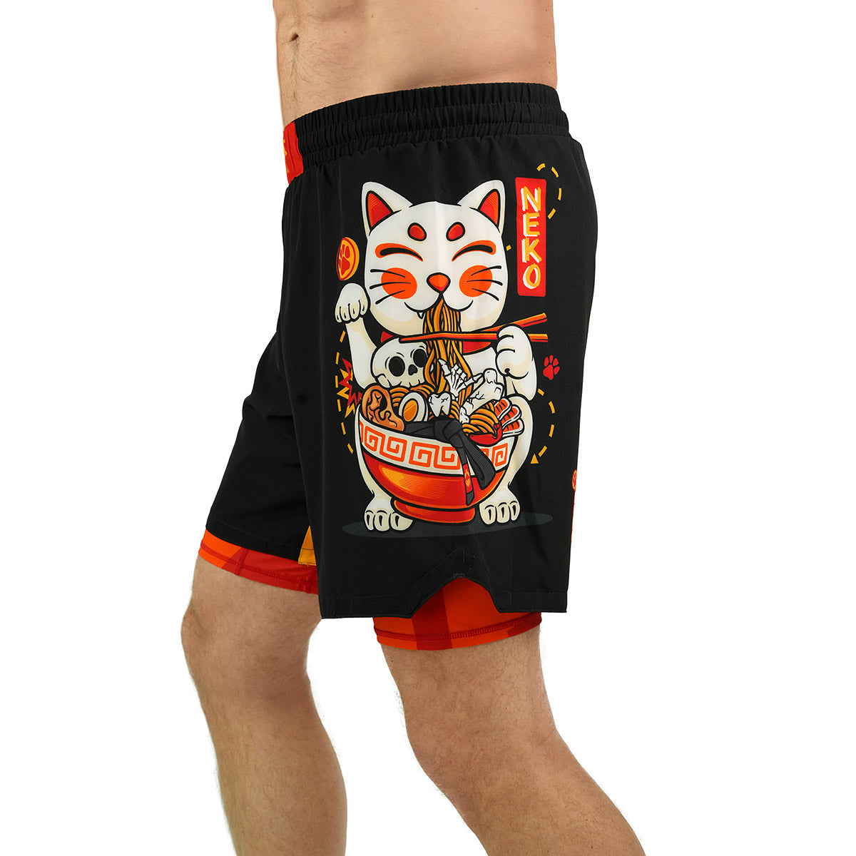 2-in-1-Trainingsshorts Ramen Cat