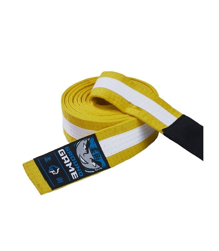 BJJ-Gürtel für Kinder (Gelb mit weißem Balken)