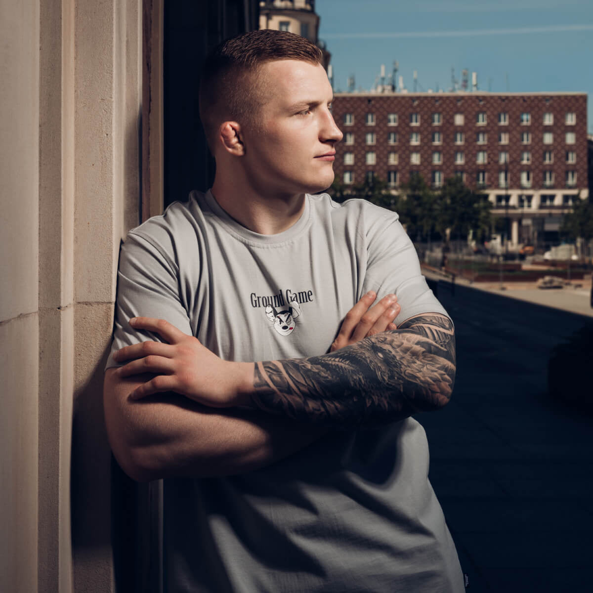 Oversize-T-Shirt Almighty Mouse (Blaugrau)