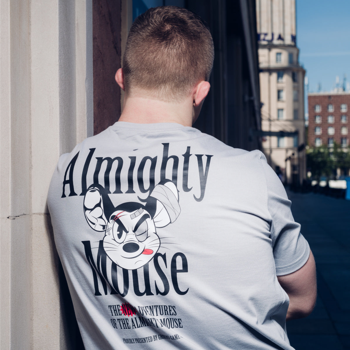 Oversize-T-Shirt Almighty Mouse (Blaugrau)