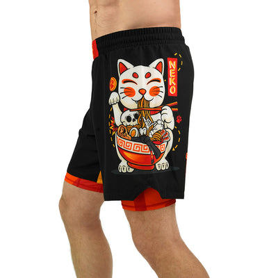 2-in-1-Trainingsshorts Ramen Cat