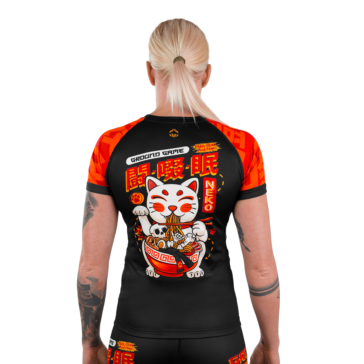 Damen-Rashguard Ramen Cat kurzarm