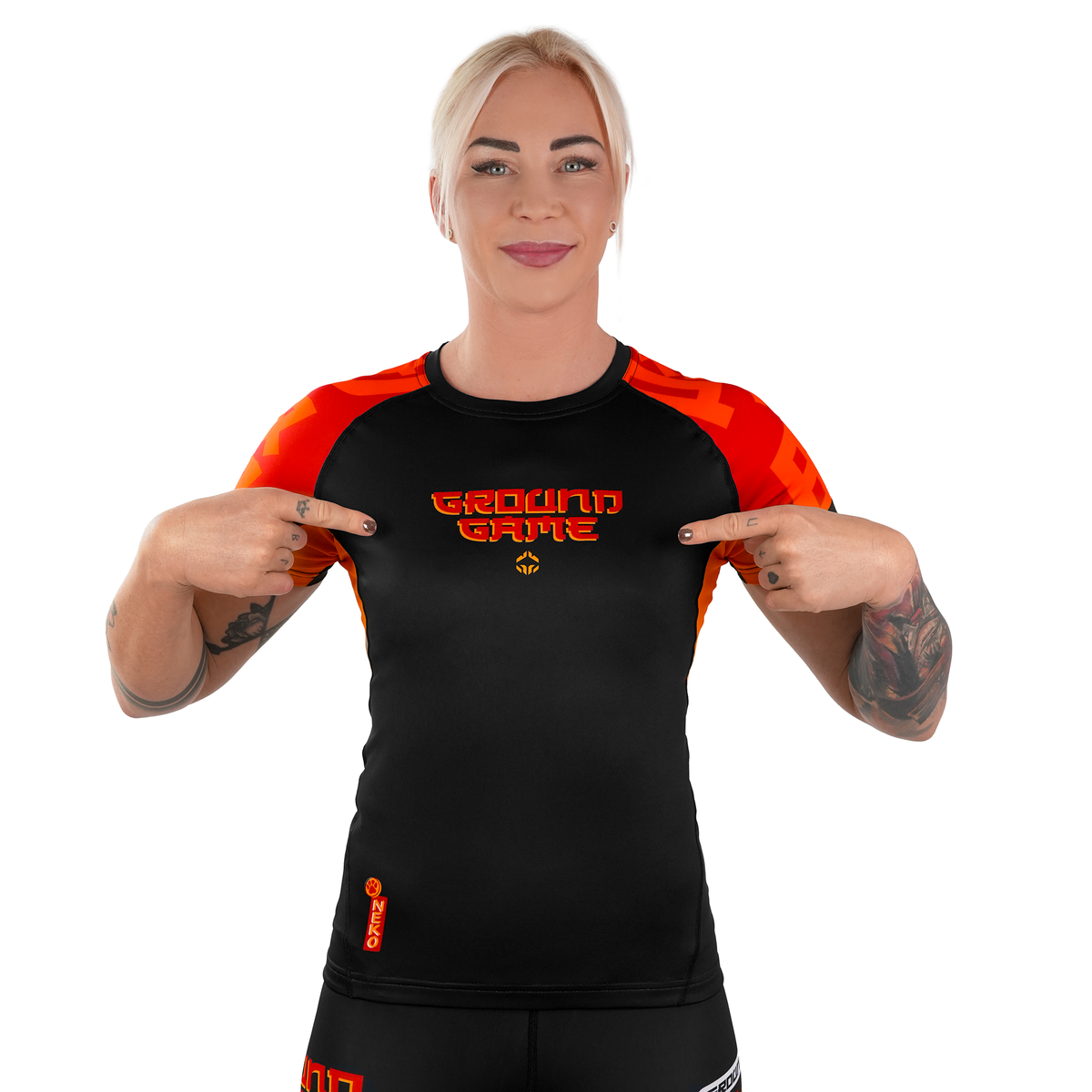 Damen-Rashguard Ramen Cat kurzarm