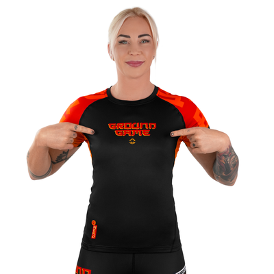 Damen-Rashguard Ramen Cat kurzarm