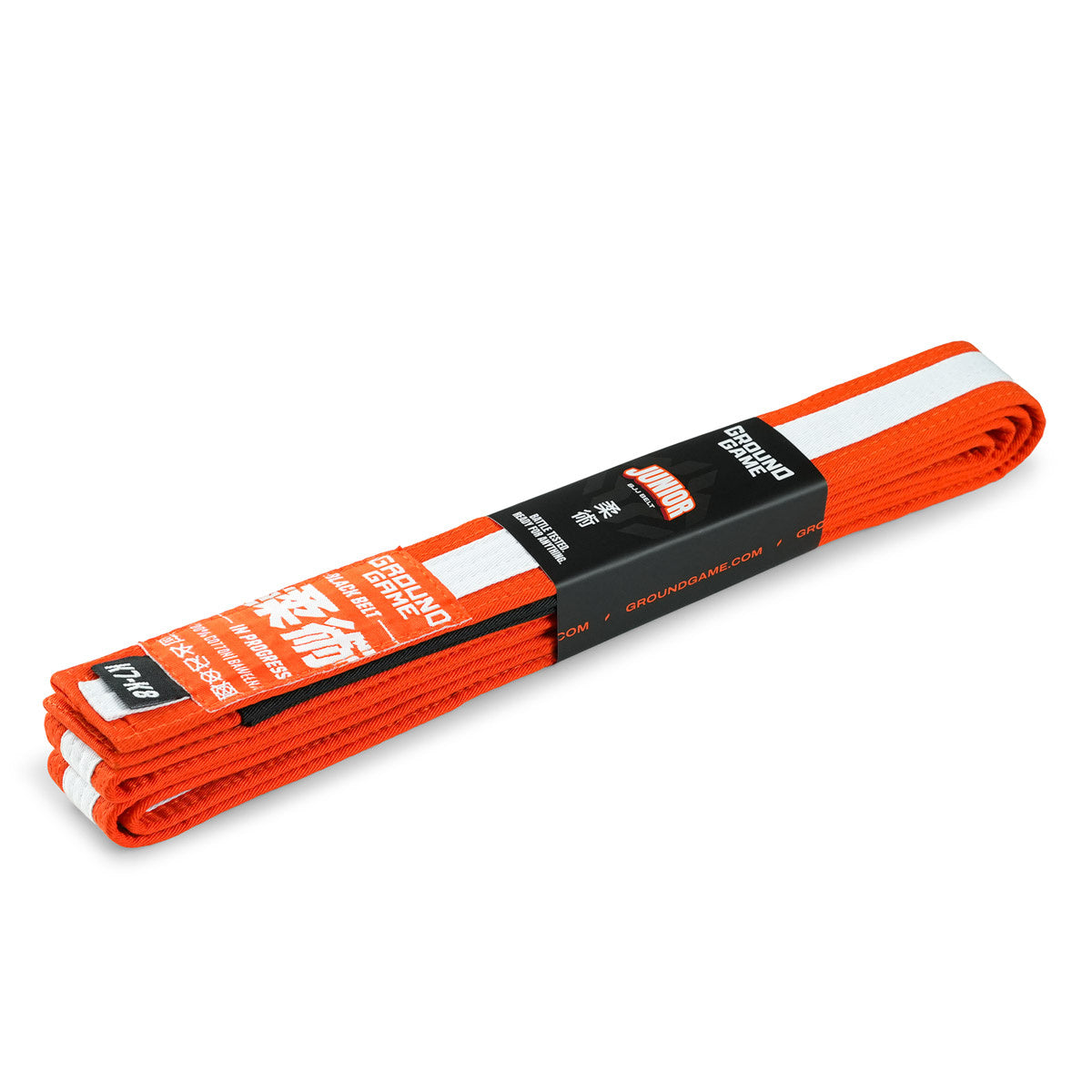 Kinder-BJJ-Gürtel (Orange mit weißem Streifen)