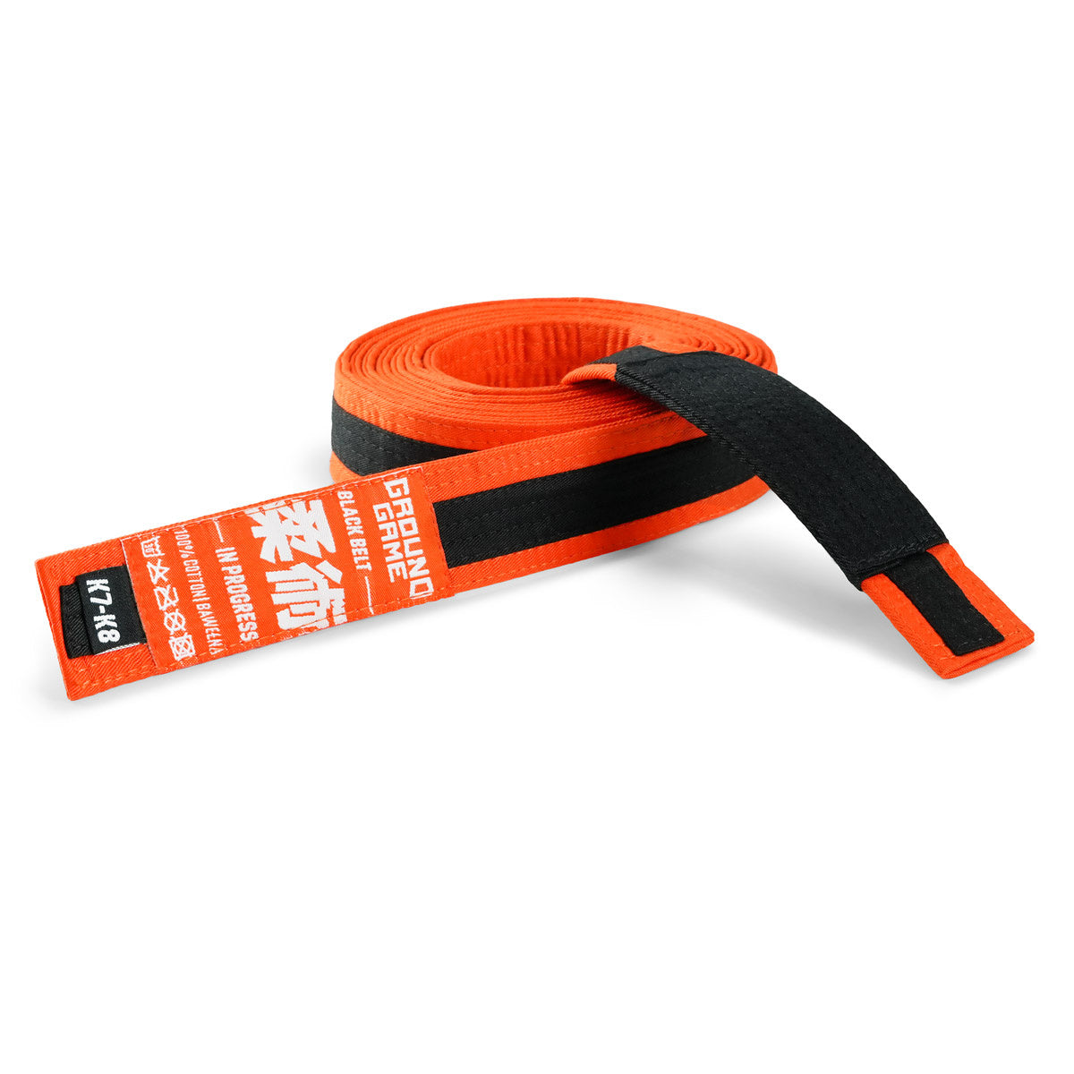 BJJ-Gürtel für Kinder (Orange mit schwarzem Streifen)