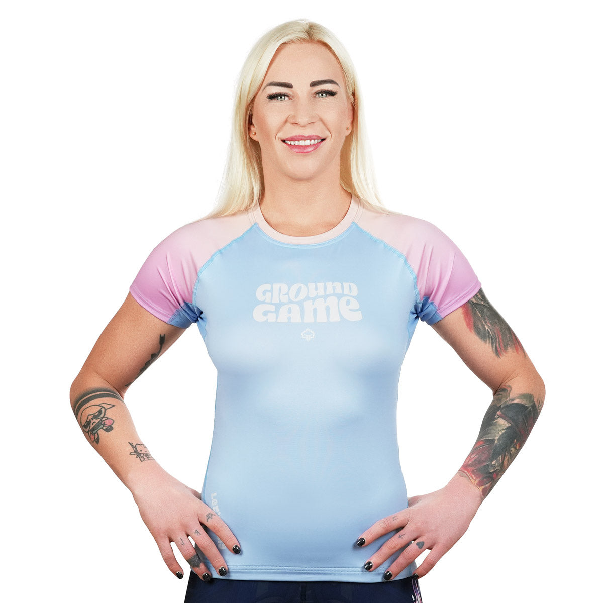 Damen-Rashguard Athletic Light Blue kurzarm