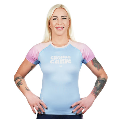 Damen-Rashguard Athletic Light Blue kurzarm