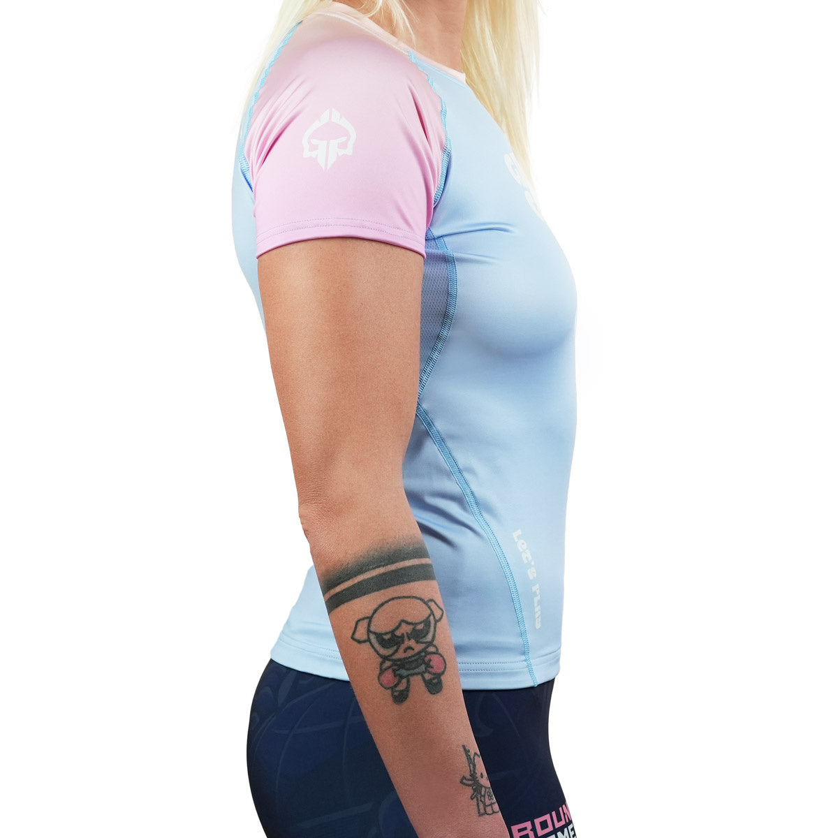 Damen-Rashguard Athletic Light Blue kurzarm