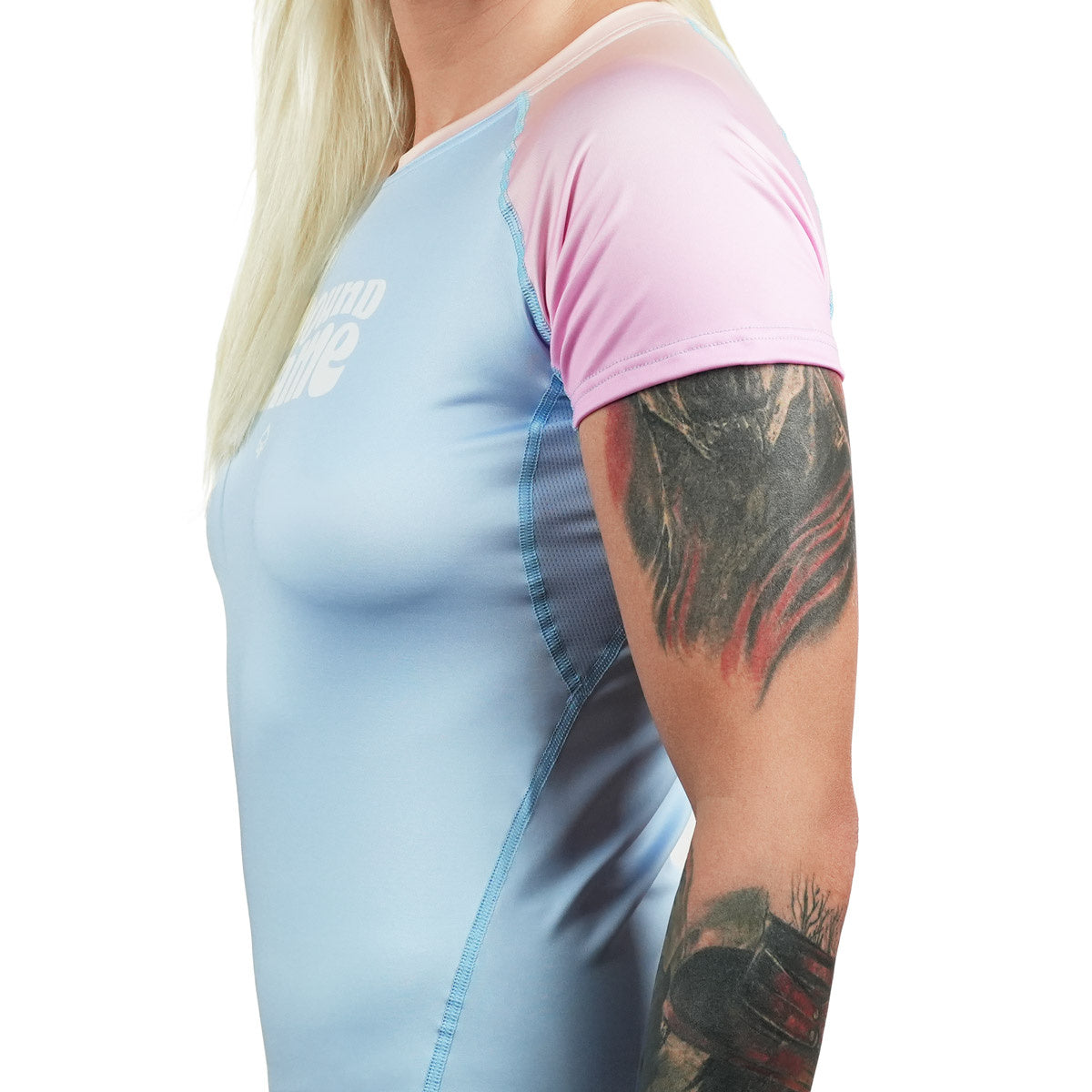 Damen-Rashguard Athletic Light Blue kurzarm