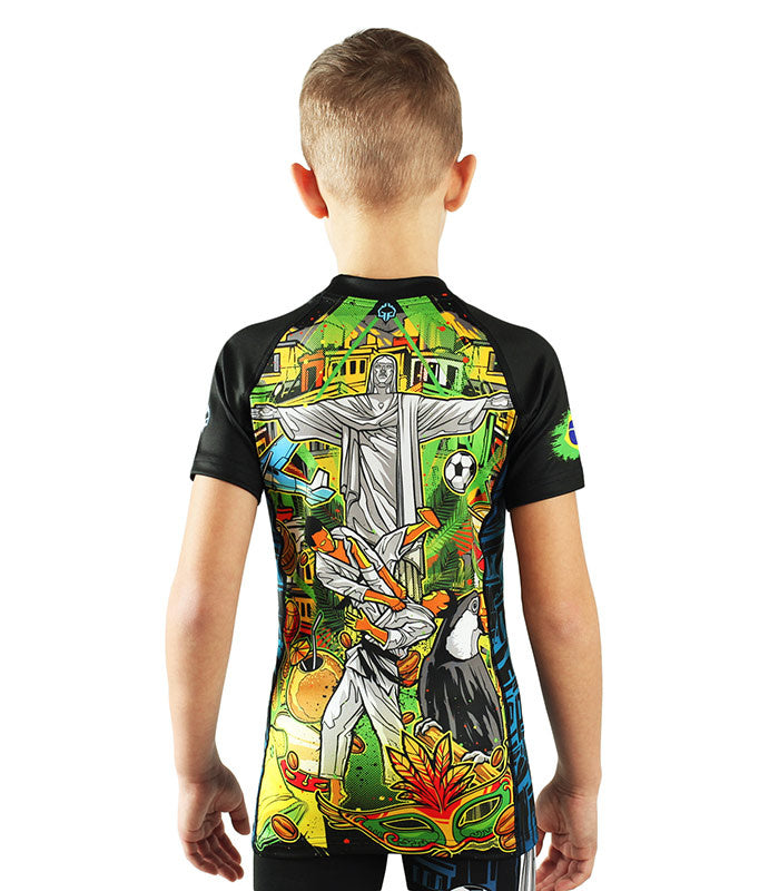 Kinder-Rashguard Brasil kurzarm