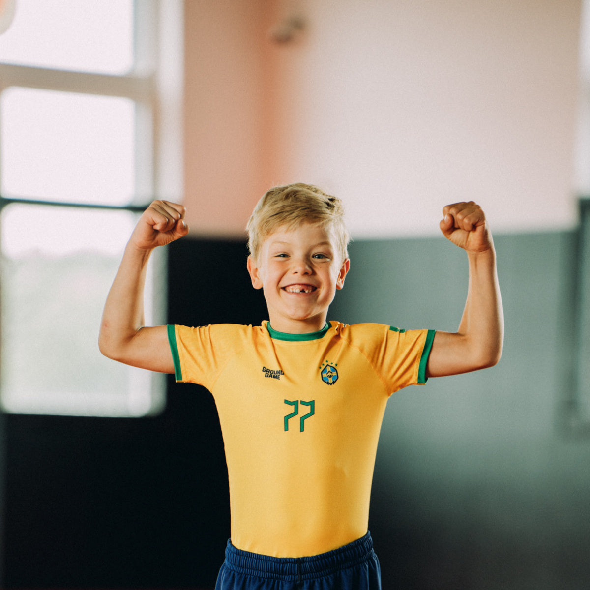 Kinder-Rashguard Brazil Football kurzarm