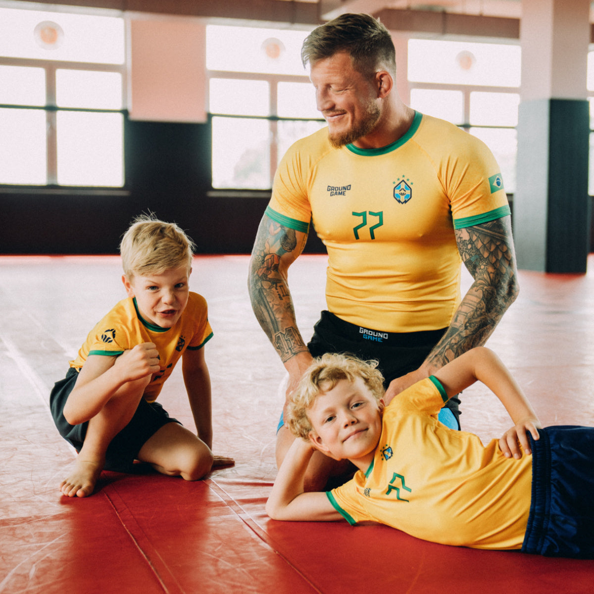 Kinder-Rashguard Brazil Football kurzarm