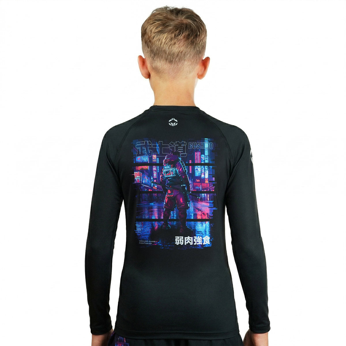 Kinder-Rashguard Cyber Samurai langarm