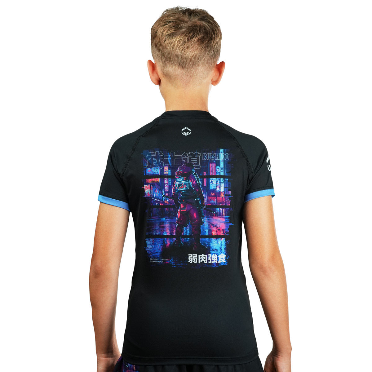 Kinder-Rashguard Cyber Samurai kurzarm