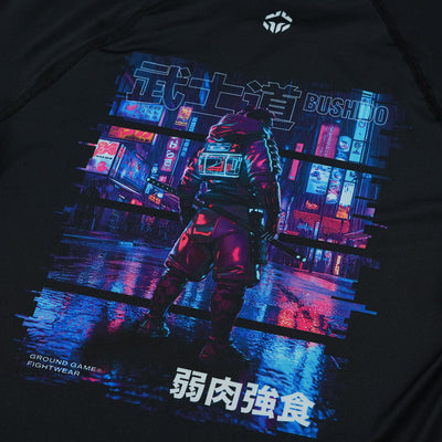 Kinder-Rashguard Cyber Samurai kurzarm