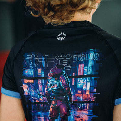 Kinder-Rashguard Cyber Samurai kurzarm