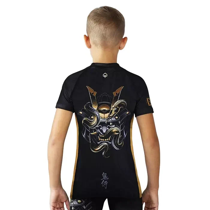 Kinder-Rashguard Oni Samurai kurzarm