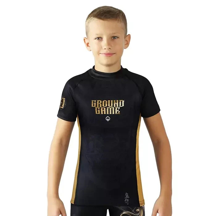 Kinder-Rashguard Oni Samurai kurzarm