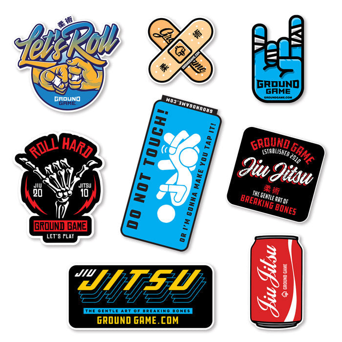 Set mit 8 BJJ-inspirierten Stickern