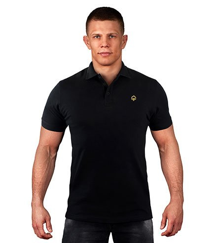 Poloshirt Minimal (Schwarz mit goldenem Logo)