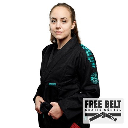 Kimono/Gi Damen für BJJ Champion 3.0 Mint (Schwarz) + Gratis Gürtel