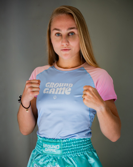 Damen-Rashguard Athletic Light Blue Kurzarm