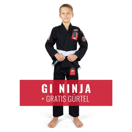 BJJ GI für Kinder Ninja (Schwarz) + Gratis Gürtel