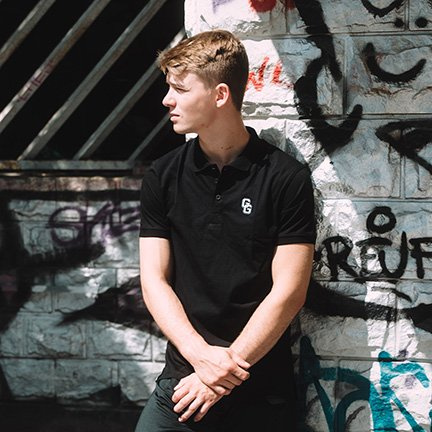 Poloshirt Monogram (Schwarz)