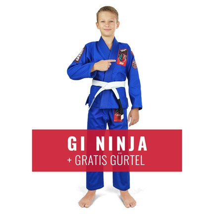 BJJ GI für Kinder Ninja (Blau) + Gratis Gürtel